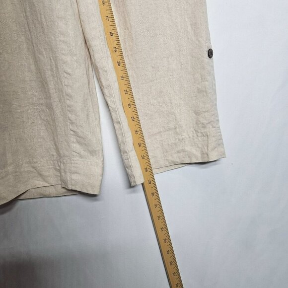 Havana Jacks Cafe Beige Linen Pants Women Size 8 Relaxed Fit Boho Neutral Beachy - Picture 10 of 11